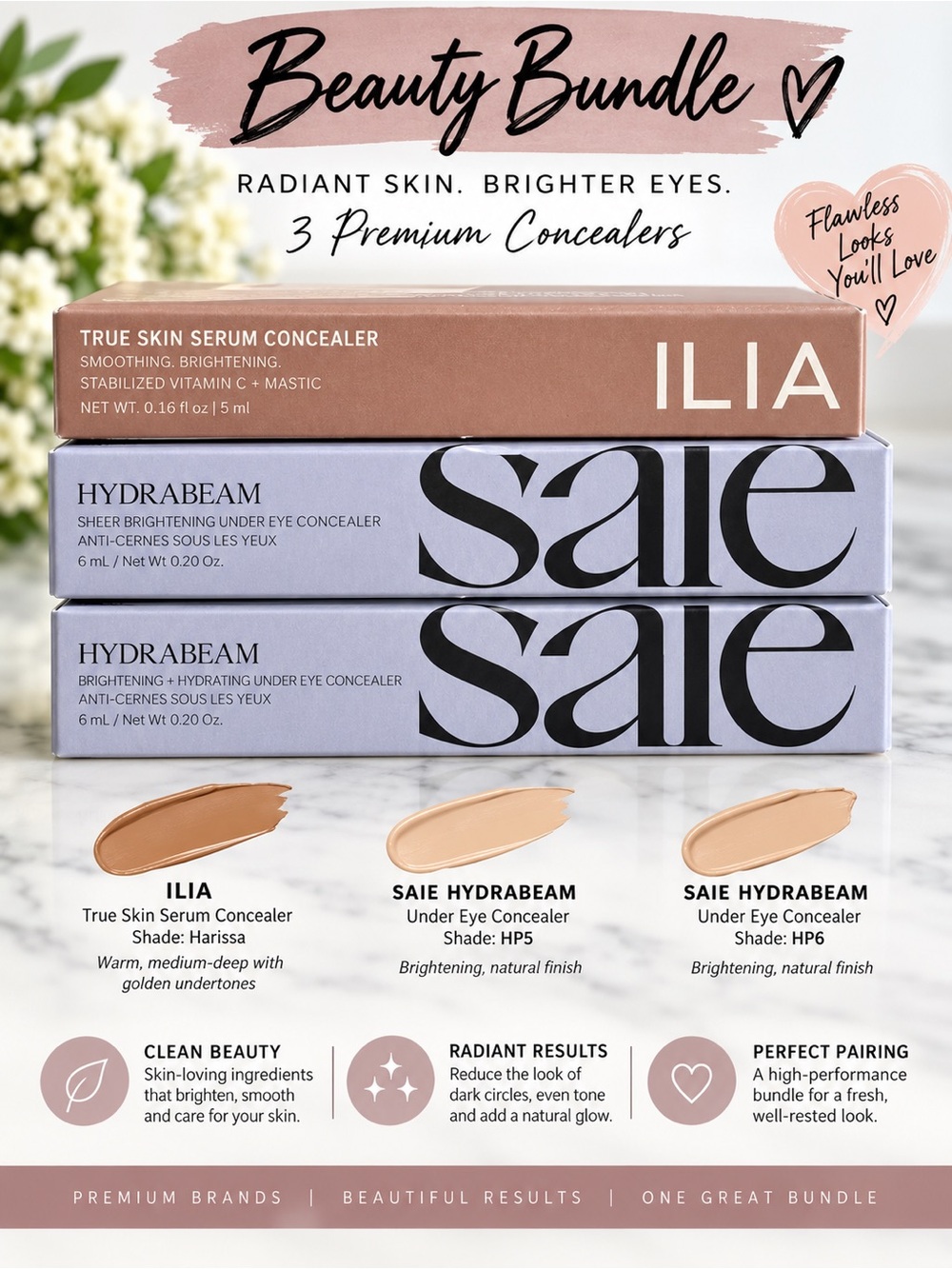 Saie Hydrabeam Concealer Duo ILIA True Skin Serum Concealer
